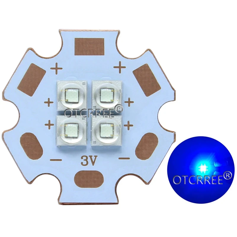 Imagem -04 - Led High Power Emitter Diode Cool Neutro Quente Branco Vermelho Azul e Verde Pcb 4chips 4led 3v 6v 12v 10w 12w 20 mm Cobre Pcb