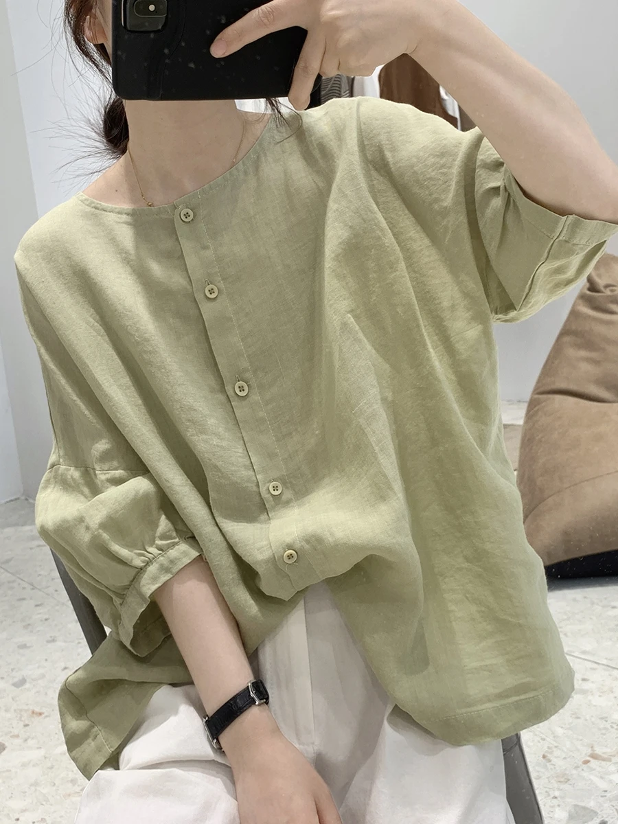 

Свободный хлопок и лен irt Женский летний новый Sle Лоскутное ort Sve Большой размер круглый Ne Open Кардиган Lantern Sve Ant...