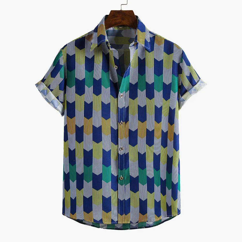 New Men's Beach Shirt Summer Short Sleeve Floral Print Casual Lightweight Special Wide Fit Men's Shirt for Spring Summer