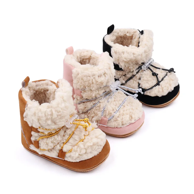 Newborn Baby First Walkers Unisex Fleece Bootie Winter Super Warm Infant Toddler Thicken Crib Shoes Classic Anti-slip Floor Boot