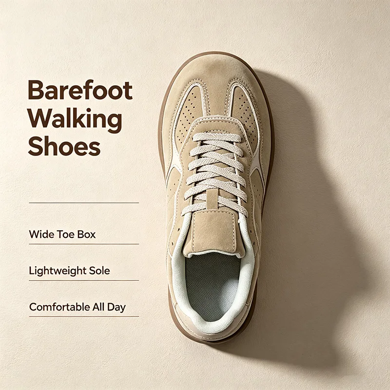 Fall Winter Wide Toe Box Barefoot Shoes for Men Women Non Slip Flexible Sole Minimalist Zero Drop Suede Casual Walking Sneakers