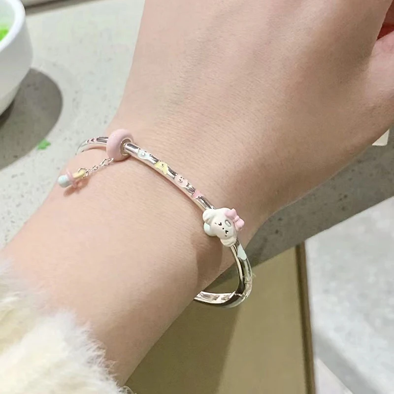 Cartoon Anime Sanrio Cinamonroll bracciale Light Luxury squisito braccialetto aperto per le donne semplice braccialetto regolabile gioielli da polso