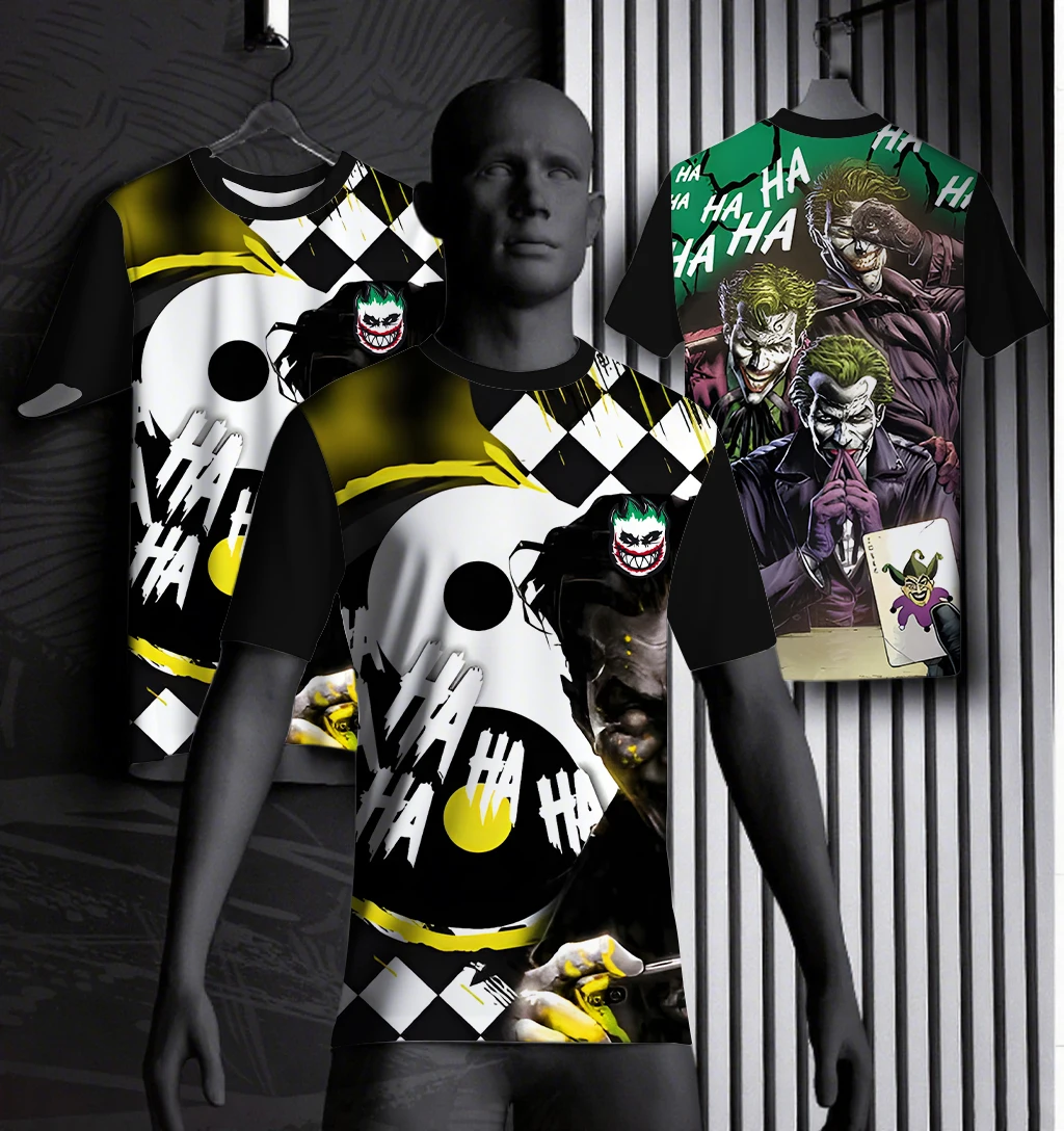 

Marvel Joker New 3D Printed Quick Drying Breathable DIY Jersey Loose Oversized Men's T-shirt Colorblock Short Sleeves