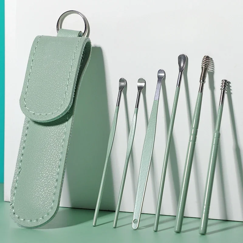 

6PCS/set Stainless Steel Earpick Ear Cleaner Spoon Ear pick Ear Wax Removal Tool Kit Spoon Care for Baby Adults Care Set
