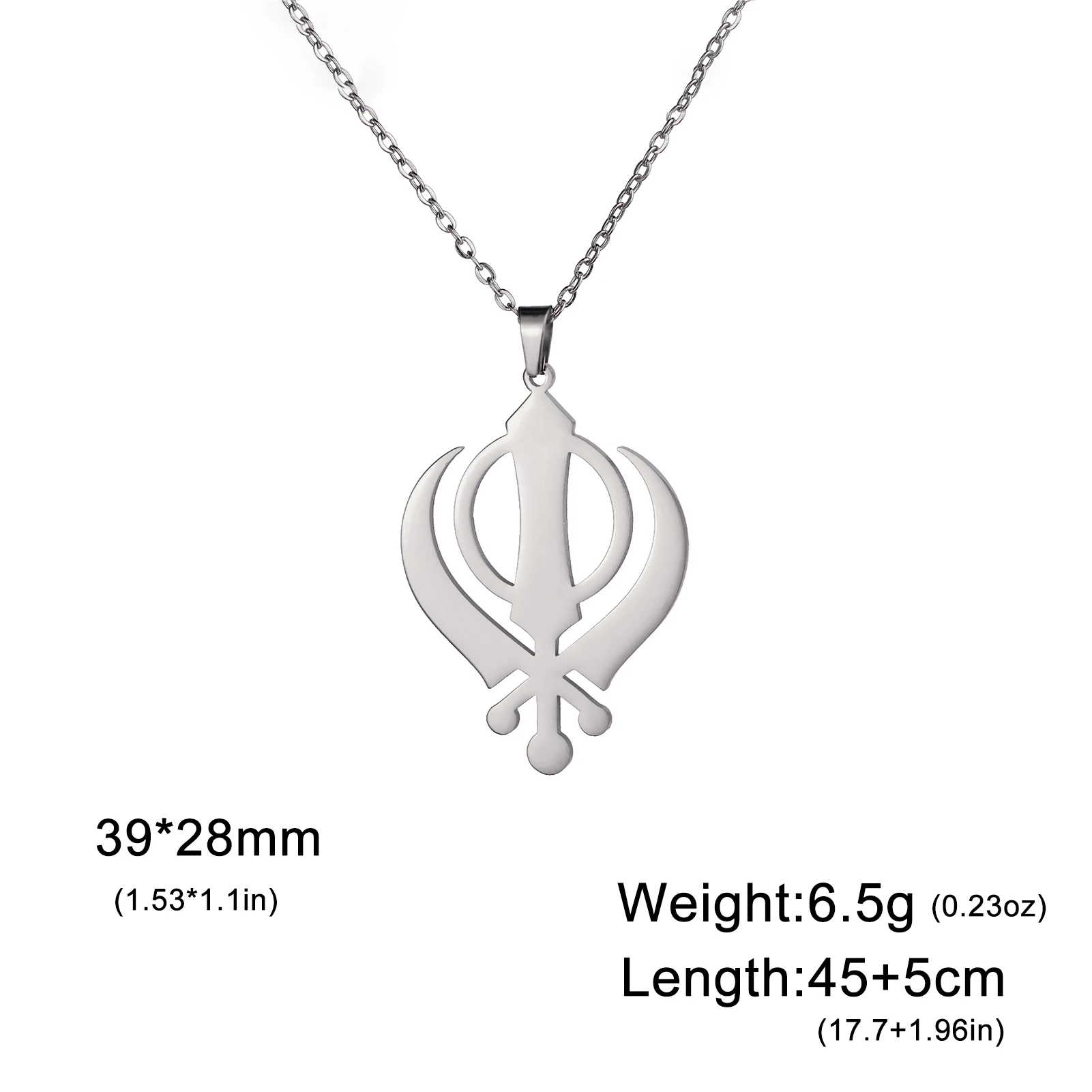 Lemegeton Sikhism Khanda Symbol Pendant Amulet Necklace for Women Religious Chain Stainless Steel Necklace Couple Jewelry Gift