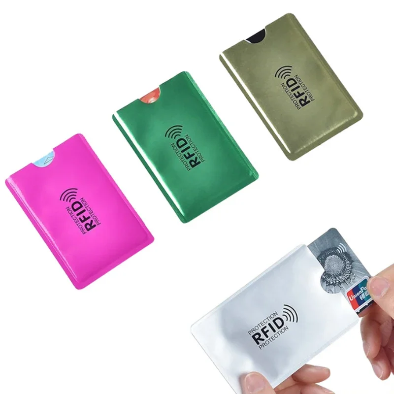 5pcs Anti Rfid Wallet Blocking Reader Lock Bank Card Holder Id Bank Card Case Protection Metal Credit Card Holder Aluminium