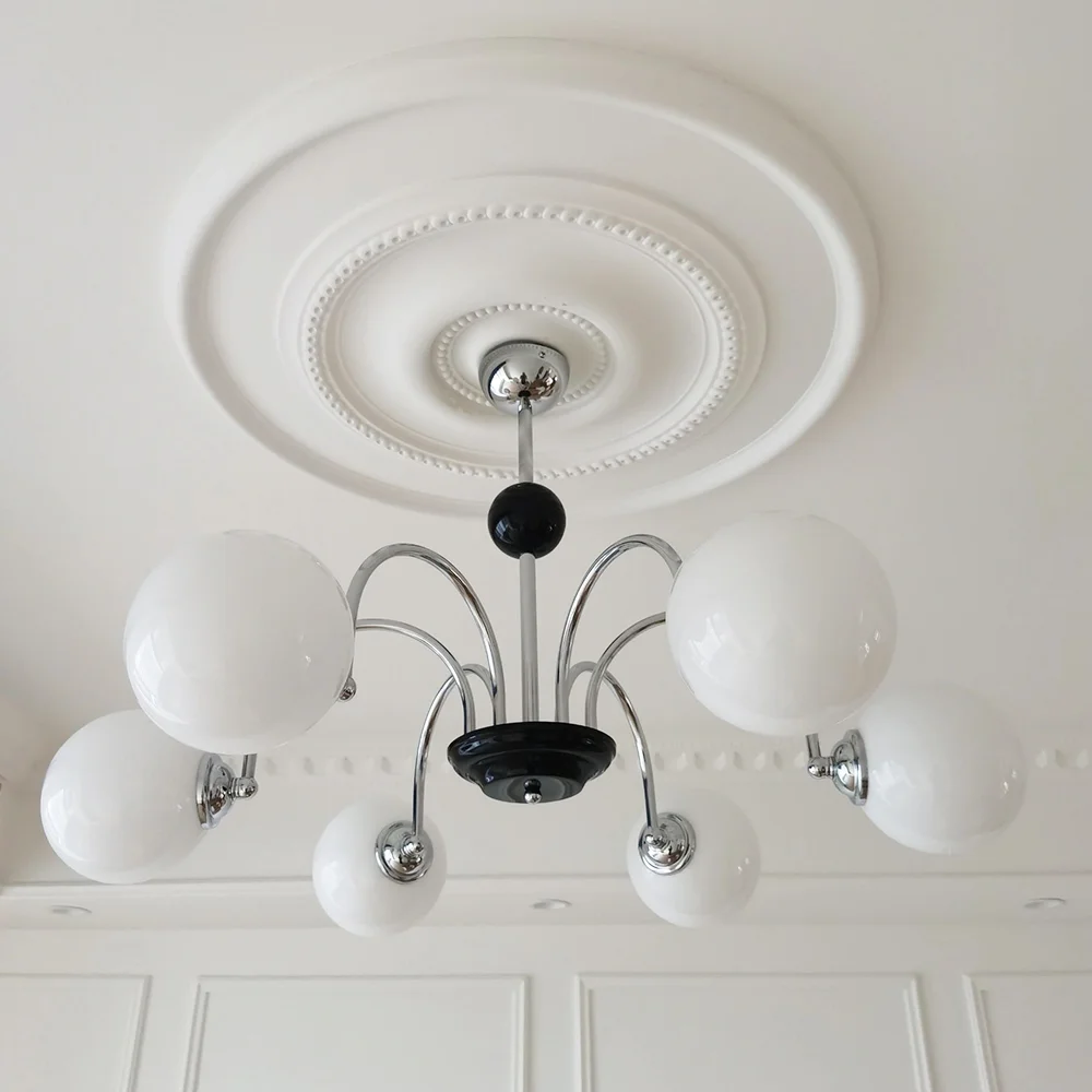 Round PU Simulated Gypsum Ceiling Light Panel Lightweight Carved Pattern Ceiling Medallion for Home Villa Hotel Interior Decorat