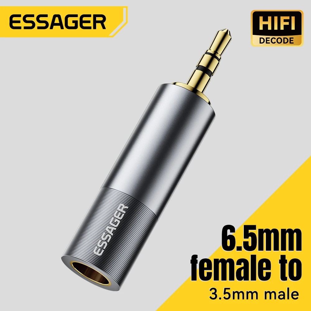 Essager 3.5mm To 6.5mm Audio Jack Adapter For Phone PC Earphones Speaker Sound Card Guitar DVD Amplifier 6.5 To 3.5mm Converters