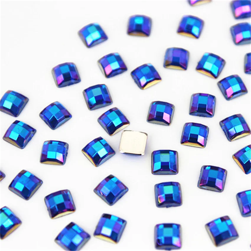 100pcs 5mm 3D Nail Art Square Stones Flatback Crystals Acrylic AB Rhinestone Trim Phone DIY Not Hotfix Face Decoration WC468