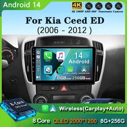 For Kia Ceed ED 2006 - 2012 Android 14 Carplay Auto Car Radio Multimedia Video Player Navigation GPS  No 2Din 2 Din DVD DSP 4G