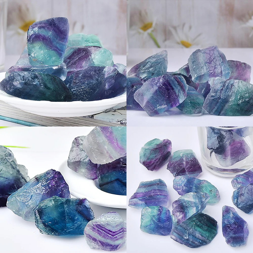 Natural Color Fluorite Crystal Fish Tank Rock Minerals Specimen Mineral Decorative Bulk Irregular Shape Expanded Fragrant Stone