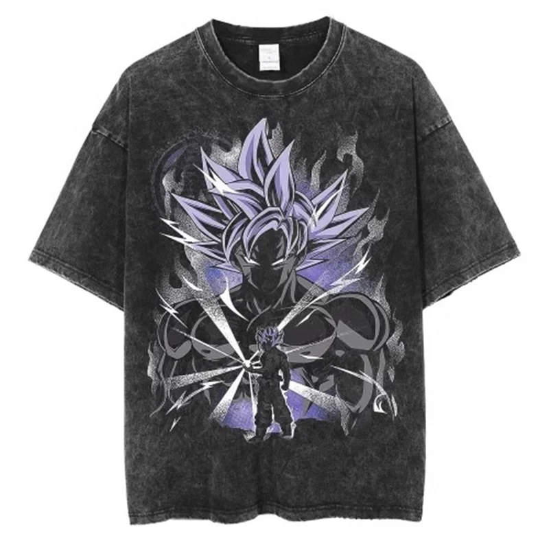T-shirt in cotone congiunto Pokémon caldo alla moda Vecchio lavato Genggui Squirtle Periferia a maniche corte Pikachu Top Abiti a mezza manica