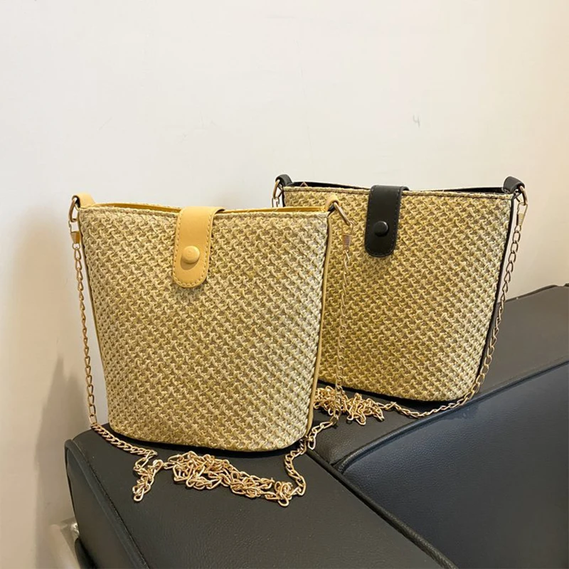 

New Trendy Small Fresh Chain Versatile Western-Style Grass Woven Handbag