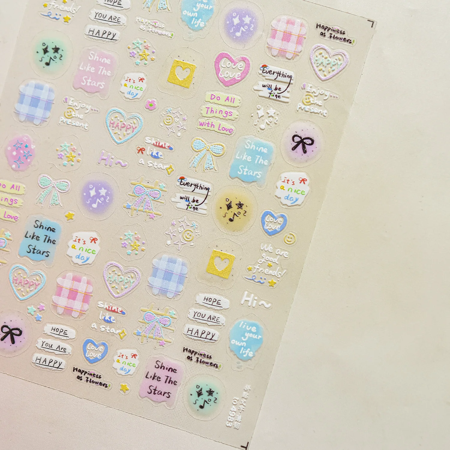 Dulce cachorro perro feliz día lindo cereza estrella rico Rosa amor corazón bonito Bowknot 5D Nail Art pegatina autoadhesiva manicura calcomanía