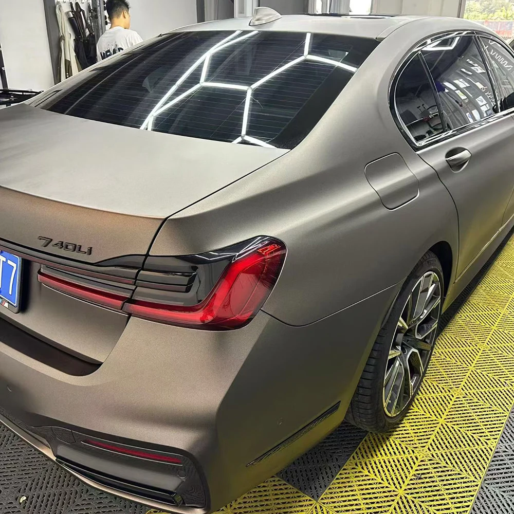 PET Matt Car Vinyl Wrap Deep Gray Air Release Fade Resistant Automotive Color Change Film