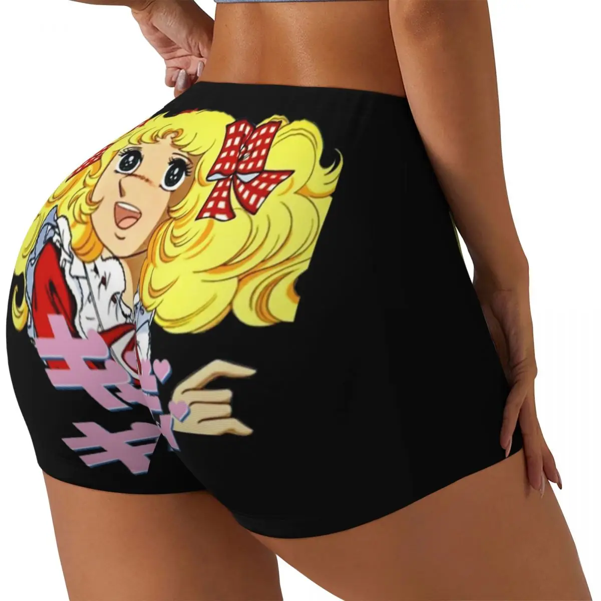 Custom Candy Candy Gym Biker Running Shorts Women Animated Anime Movies Workout Yoga Shorts