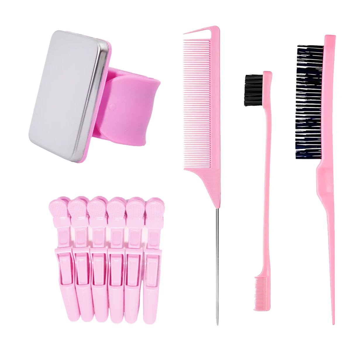 

10 pcs hair comb set, rat-tail comb and edge brush, magnetic silicone wristband, crocodile clip,Special for real hair wigs