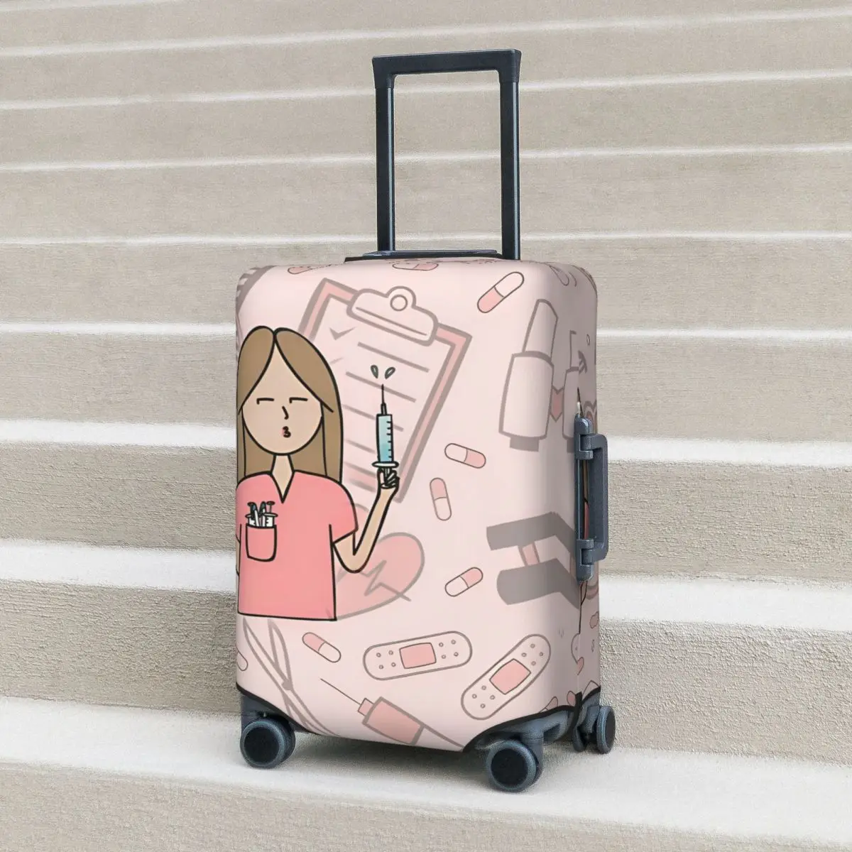 

Enfermera En Apuros Nurse Medical Doctor Suitcase Cover Vacation Strectch Luggage Accesories Cruise Trip Protection