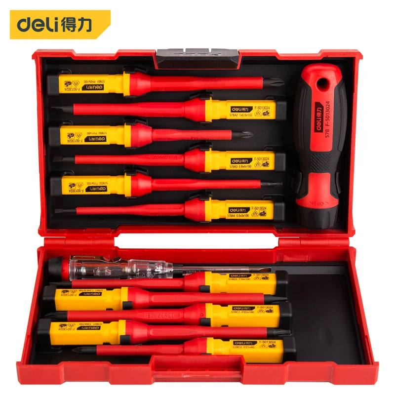 Imagem -06 - Deli-isolados Chave de Fenda Household Circuit Tool Kit Corrente Isolada Eletricista Cross Plate Edge Tool