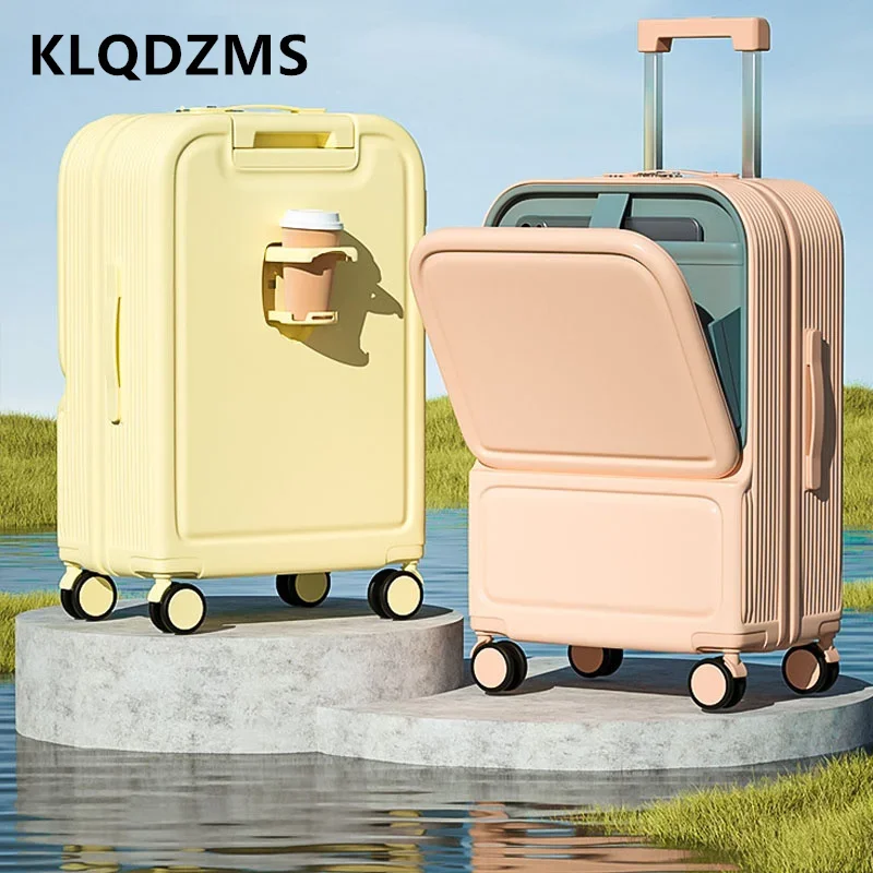 KLQDZMS-Valise d'embarquement pour ordinateur portable à ouverture frontale, valise à roulettes PC, bagage multifonctionnel pour femme, haute qualité, 20 po, 22 po, 24 po, 26 po