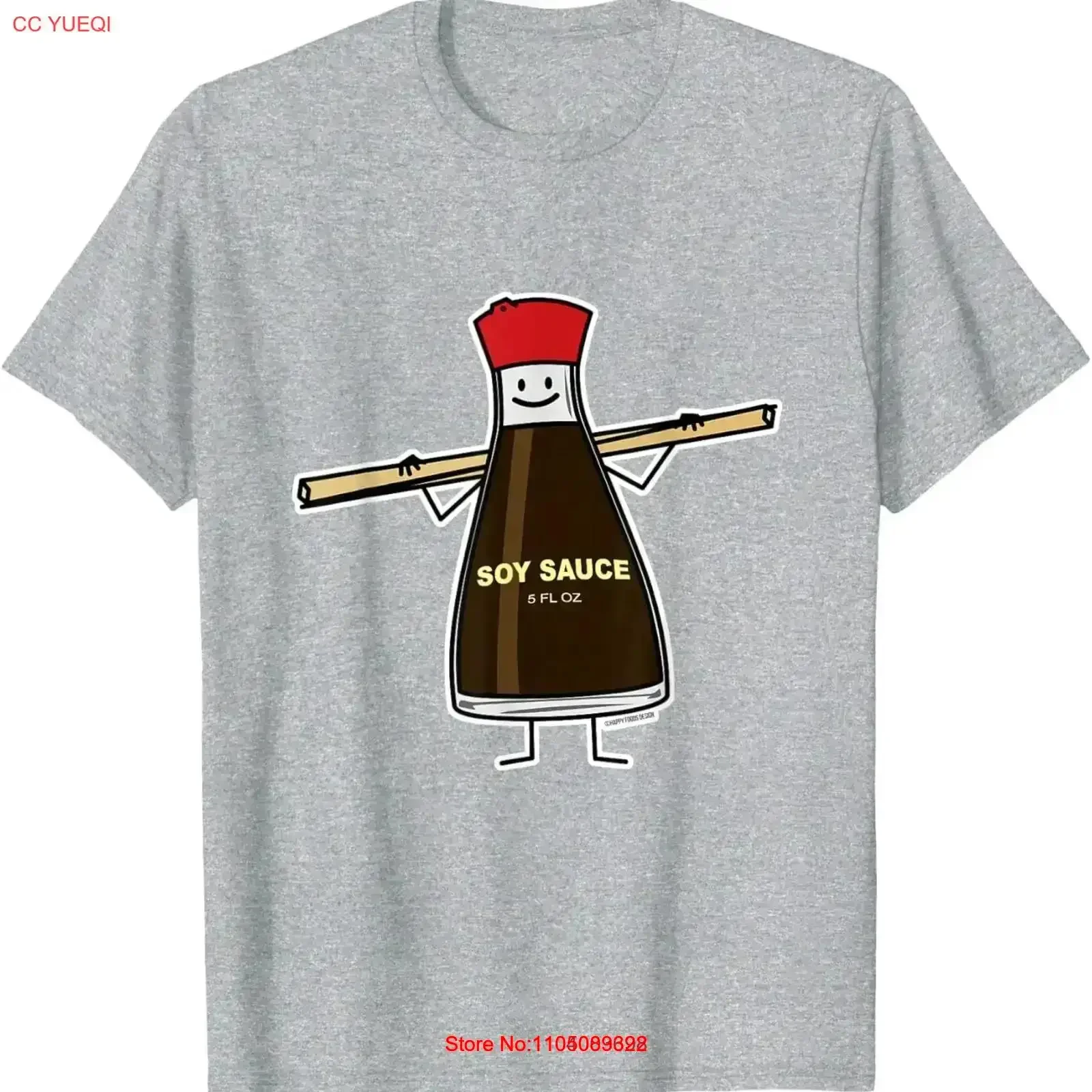 Botella de salsa de soja condimento palillos asiáticos camiseta vintage lavada versátil casual ligeramente suave transpirable elegante vintage