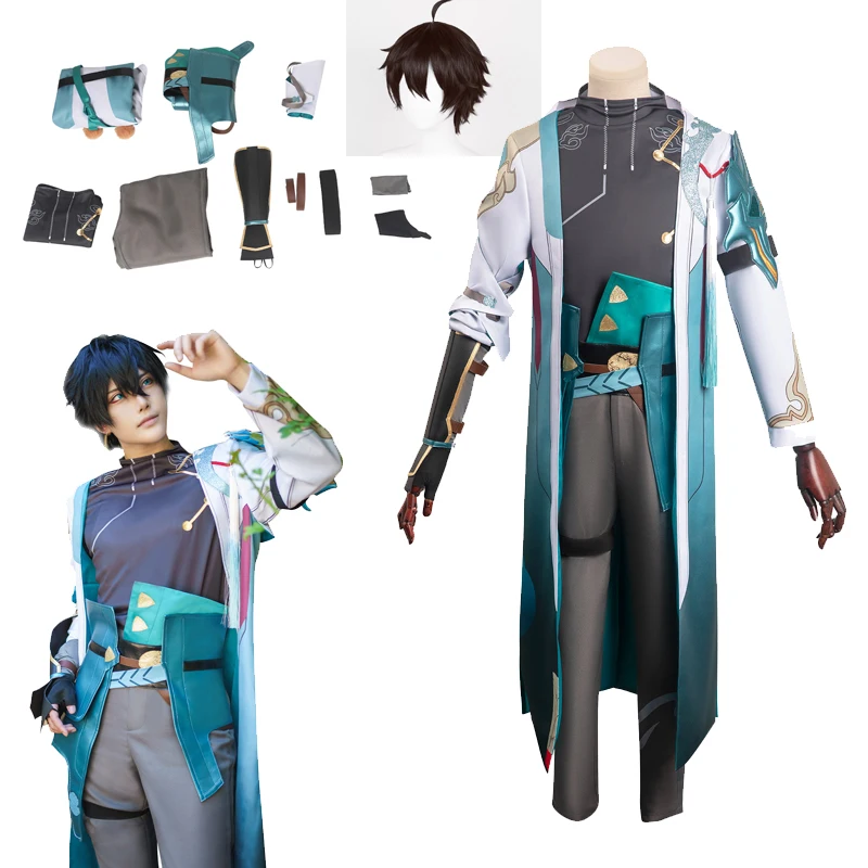 Anime Danheng fantasia cosplay para homens, Jogo Honkai Star Rail, Trajes de RPG, casaco masculino, calças, conjunto de perucas pretas, terno de festa Halloween