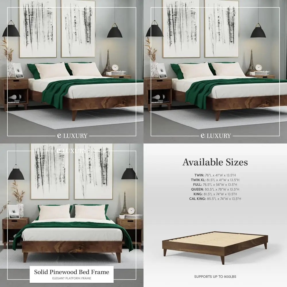 

Каркас кровати CARDINAL & CREST из дерева — изготовлен из 100% новозеландской сосны — прочная платформа для матраса с прессованными деревянными ламелями — простая сборка