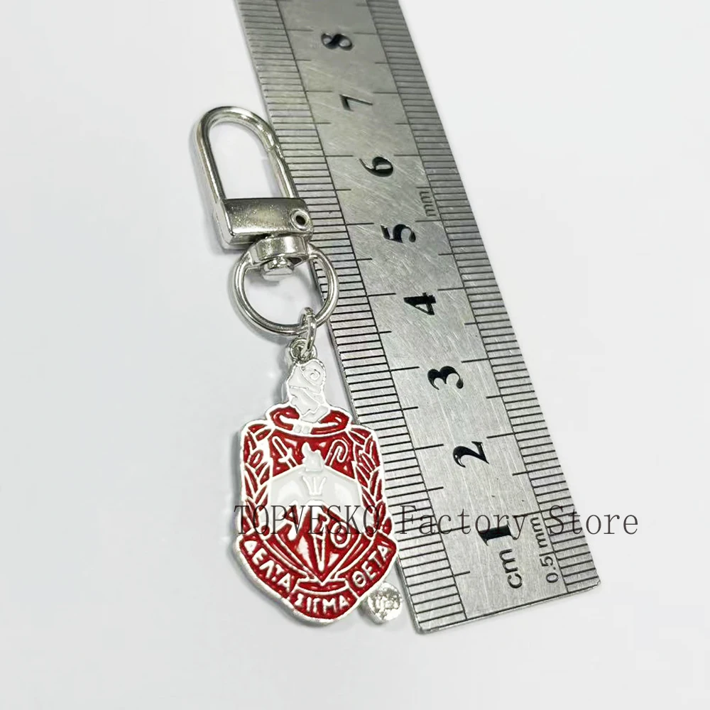Red & White Delta Greek Letter Shield Keychain