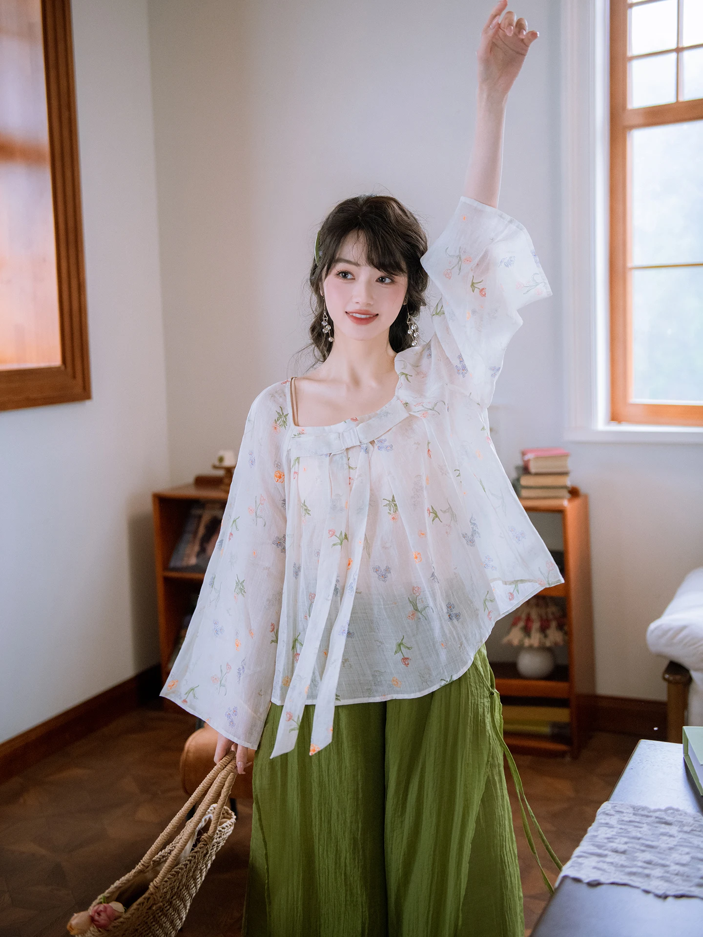 

Nanfeng Valley【Коллекция Four Seasons Spring】100% конопляная рубашка с принтом в стиле ханьфу, весна 2026, новый национальный стиль, свободный крой, длинный рукав...