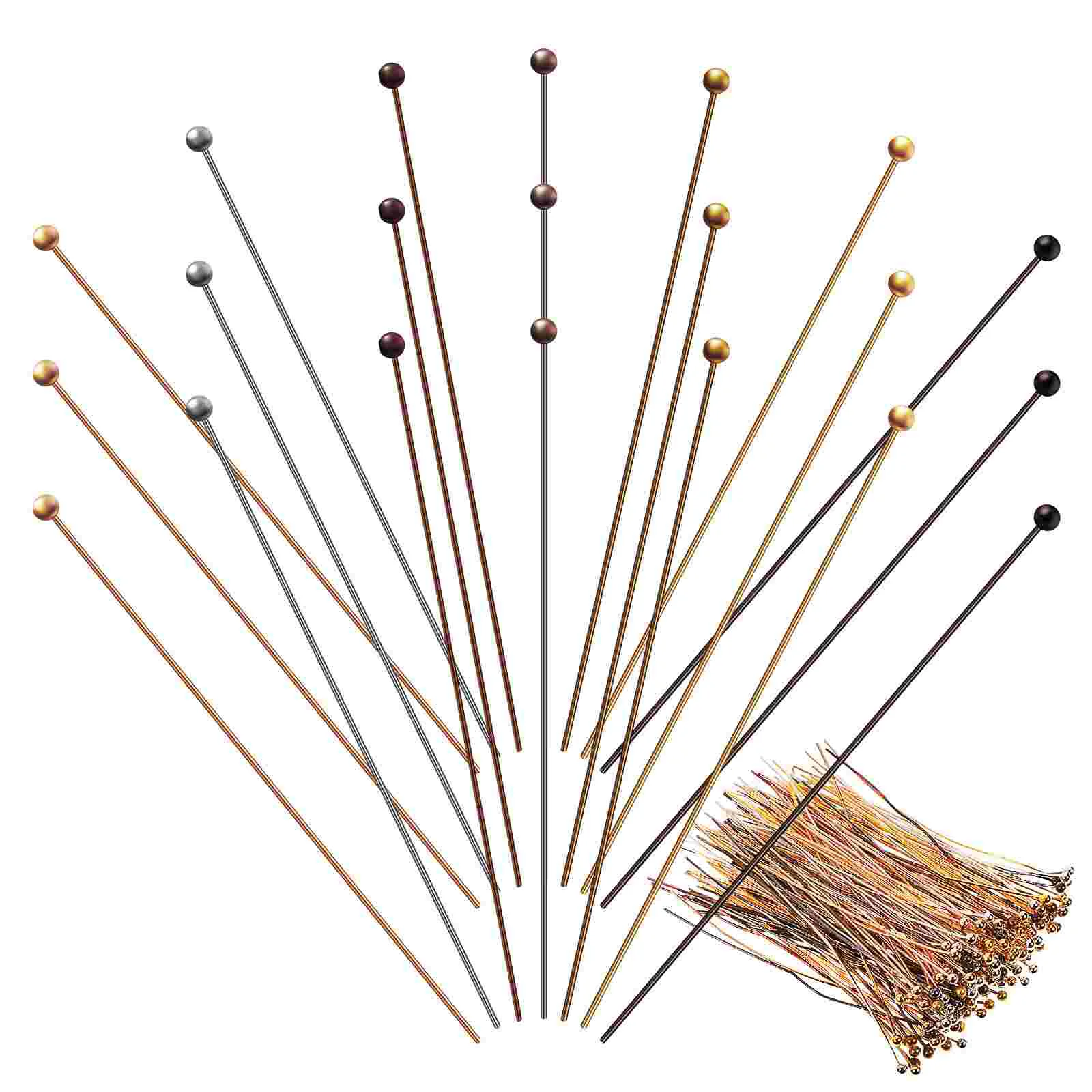 200 Pcs Optional DIY Ball Needle Sewing and Crafting Pins Copper Headpins for Jewelry Making