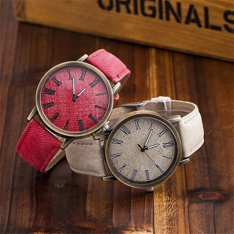 Canvas Denim Straps Watch Roman Watch Fashion Quartz Watch Gift for Friend Lovers Reloj Mujer Watches for Women