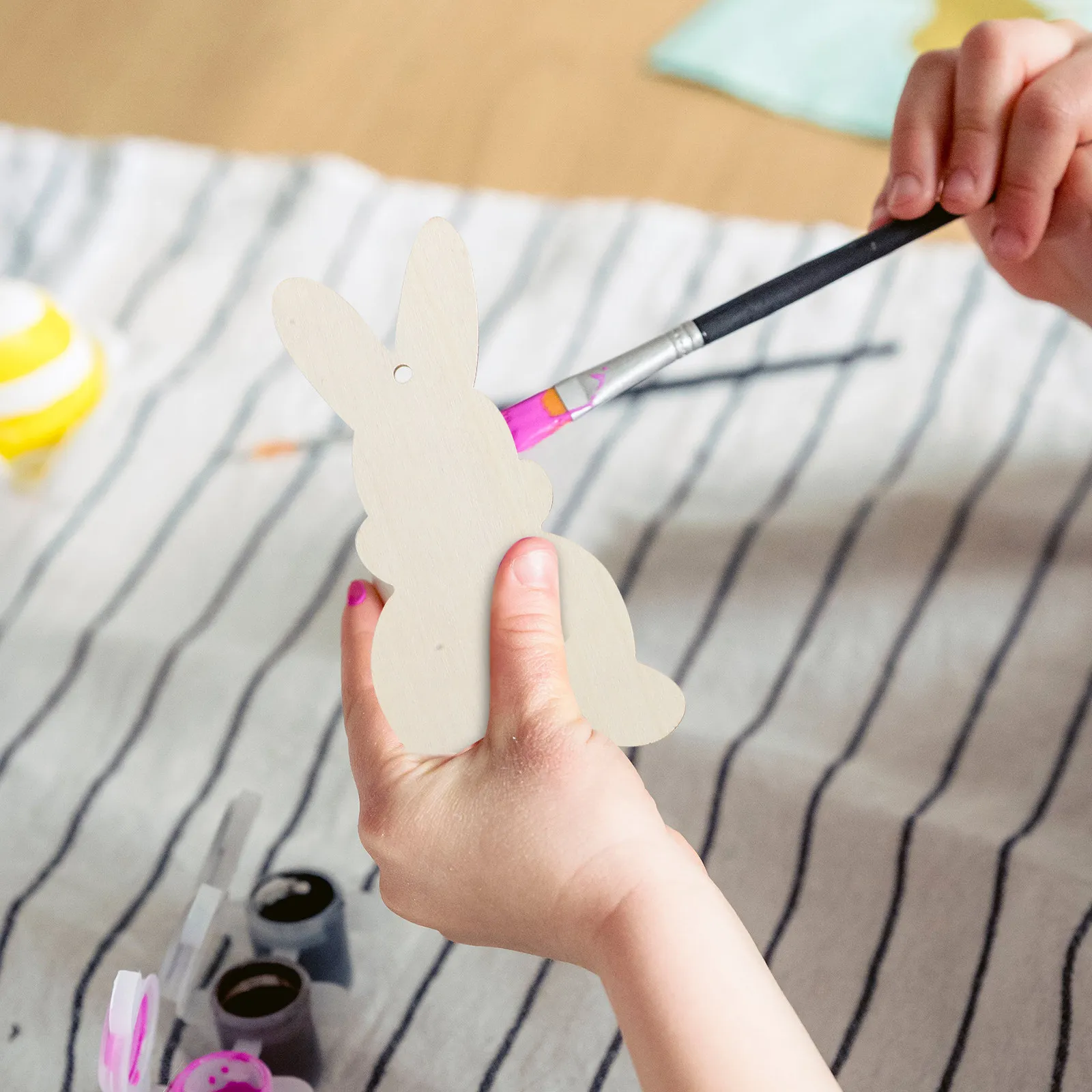 1Set Unfinished Wooden Bunny Cutouts Easter Craft Supplies Wood Slices for DIY Home Decor Painting Crafting Spring Festival