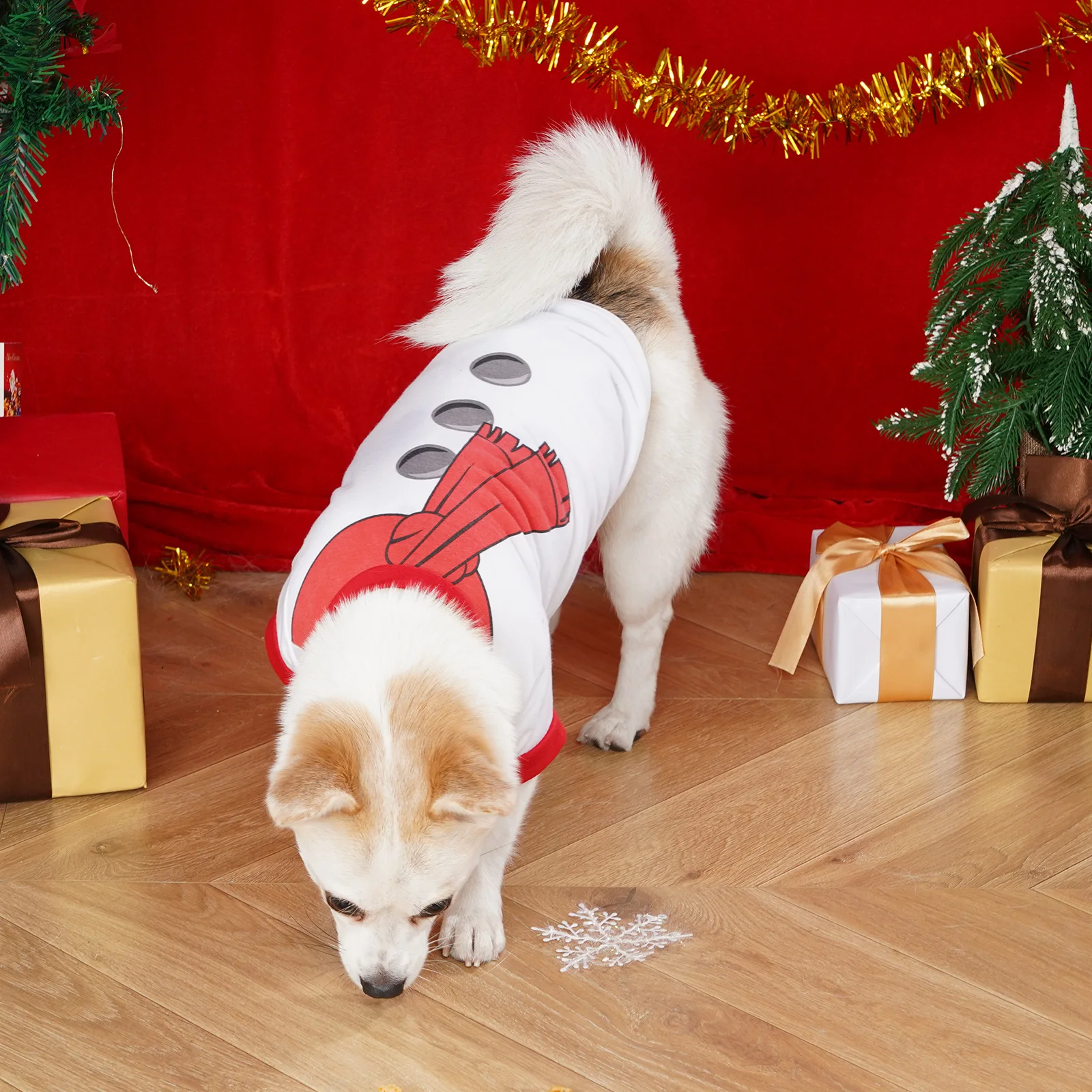 Camisa con tema navideño para cachorros, ropa de una pieza de manga corta para perros, Festival, Gog, ropa de vestir para perros pequeños y mediados de invierno