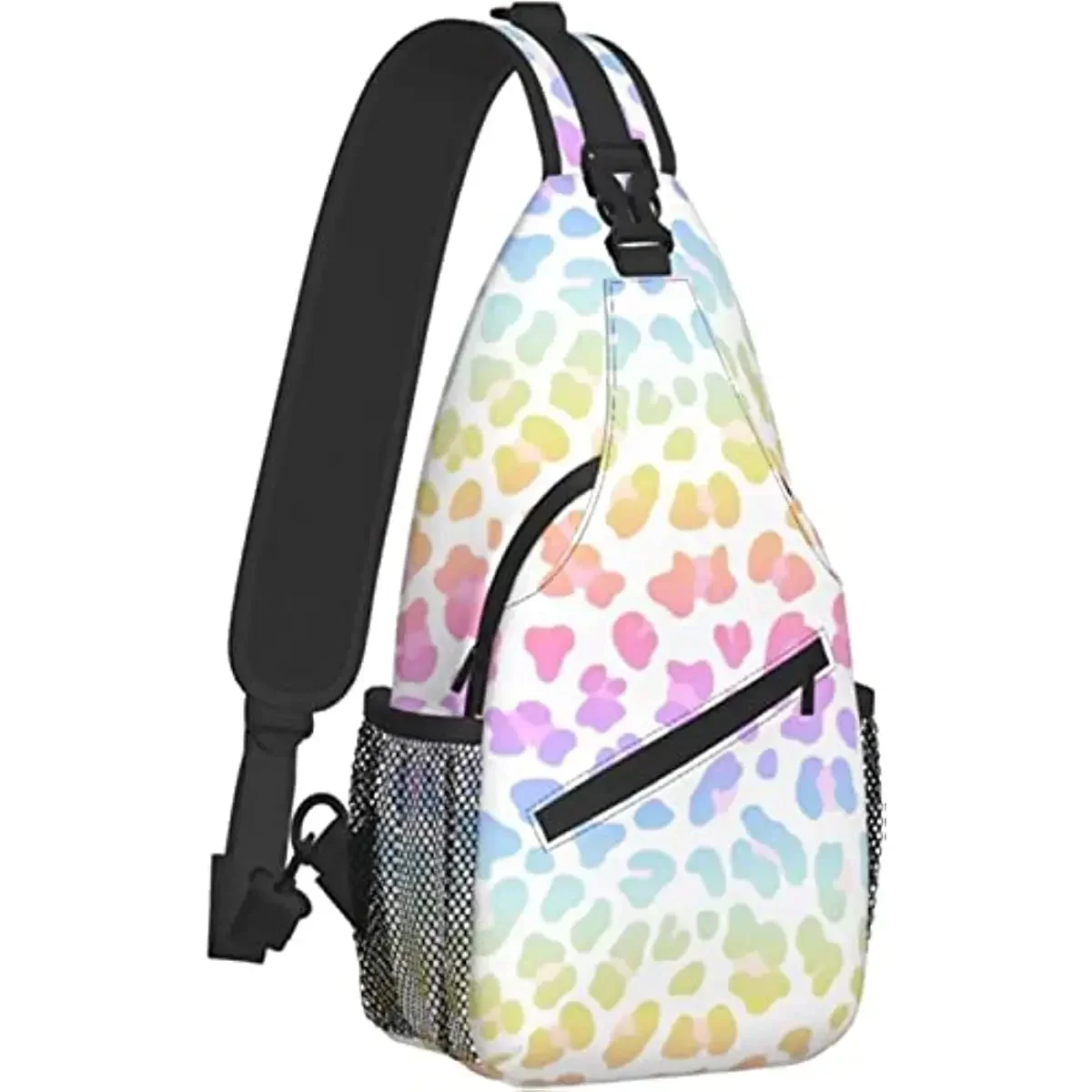 Sling Bag Rainbow Leopard Print Cheetah Hiking Daypack Crossbody Shoulder Backpack Travel Chest Pack for Men Women