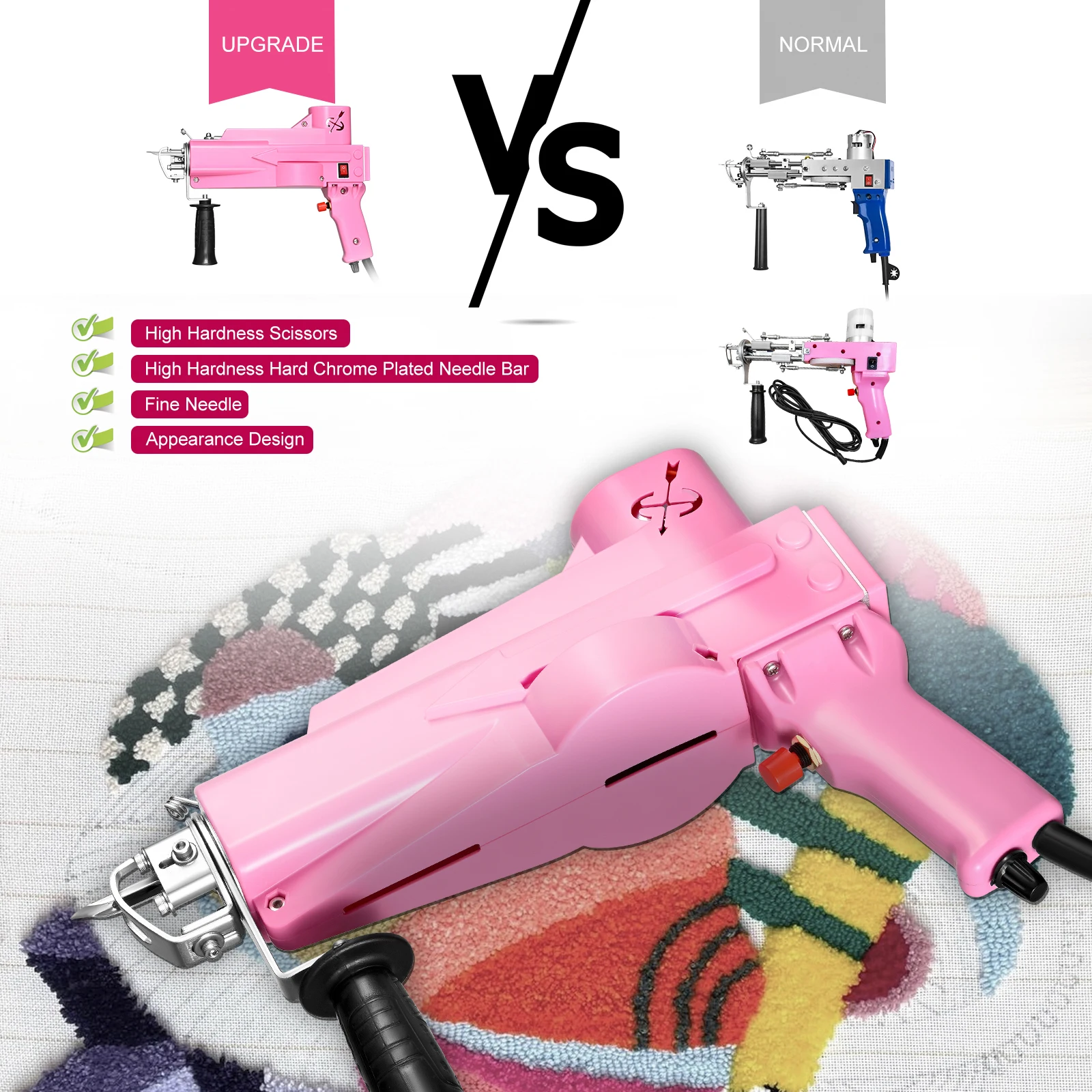 Upgrade 2 in 1 Tufting Gun Upgrade Electric Tufting Gun Carpet Weaving and Flocking Machine Fully Enclosed Cut/Loop Pile