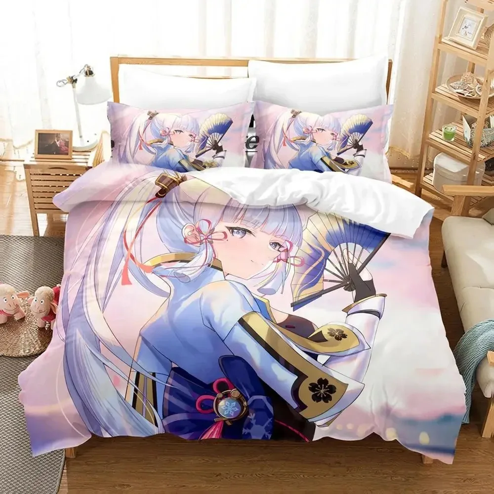 Game Genshin Impact Kamisato Ayaka Bedding Set Duvet Cover Bed Set Quilt Cover Pillowcase Comforter king Queen Size