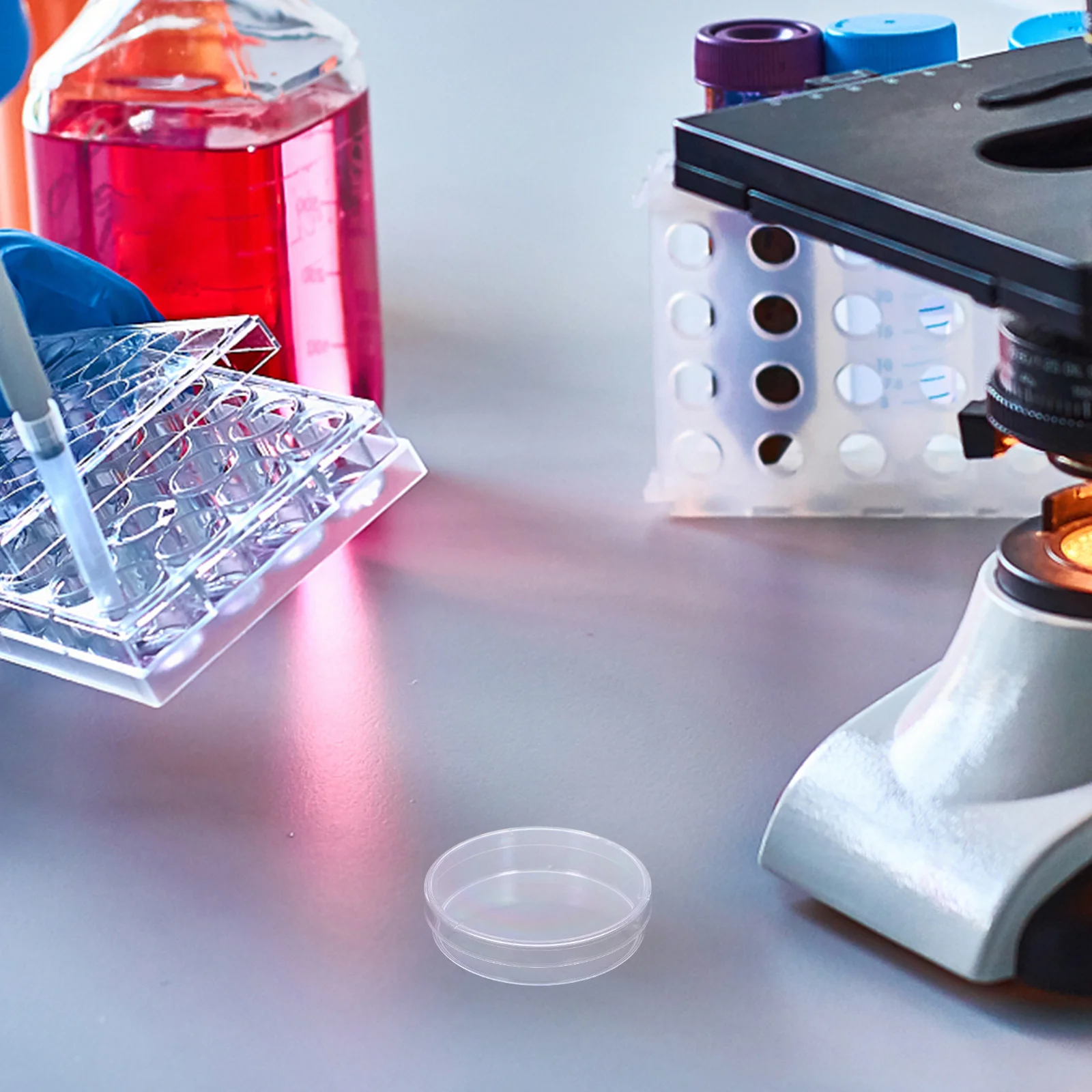 10 Pcs 60mm Lab Petri Dishes with Cover Transparent Glass Sterile Container for Cell Experiments