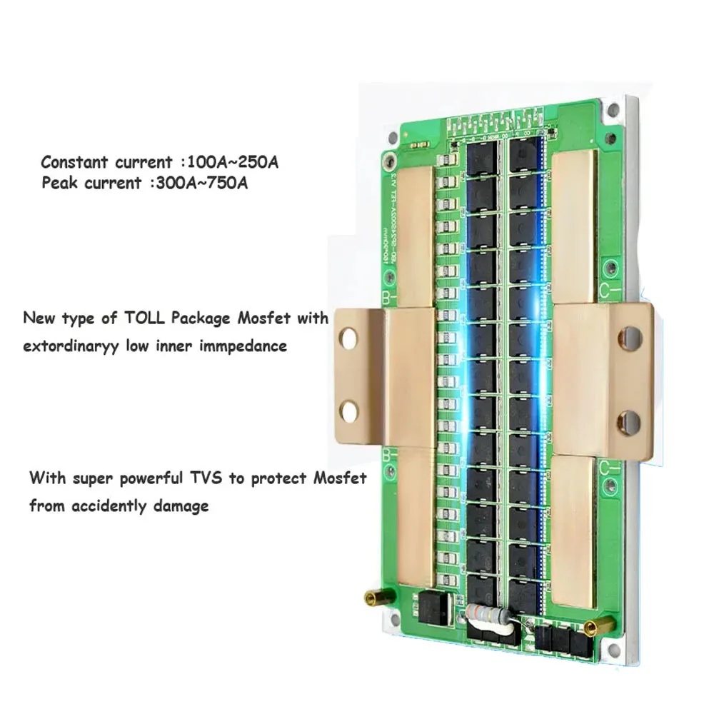 200A 24V 7S 8S 36V 10S الذكية BMS 12S 13S 14S 15S 16S 17S 20S 22S بطارية ليثيوم أيون أو Lifepo4 48v 60v 72V blueooth BMS مع 250A