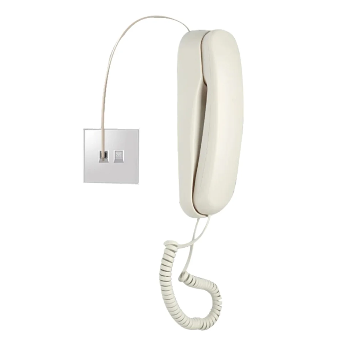 Wired Wall Phone, Hotel Small Phone, Suitable for Home/Bathroom/School/Office Fixed Wall Phone, White