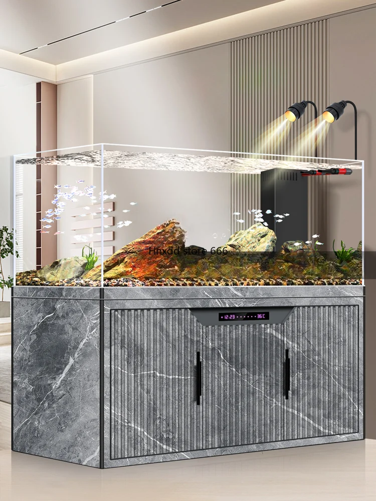 Native Stream Tank Fish Tank Intelligent Change Water Super White Glass Bottom Filter Ecological Water Plants Aquarium