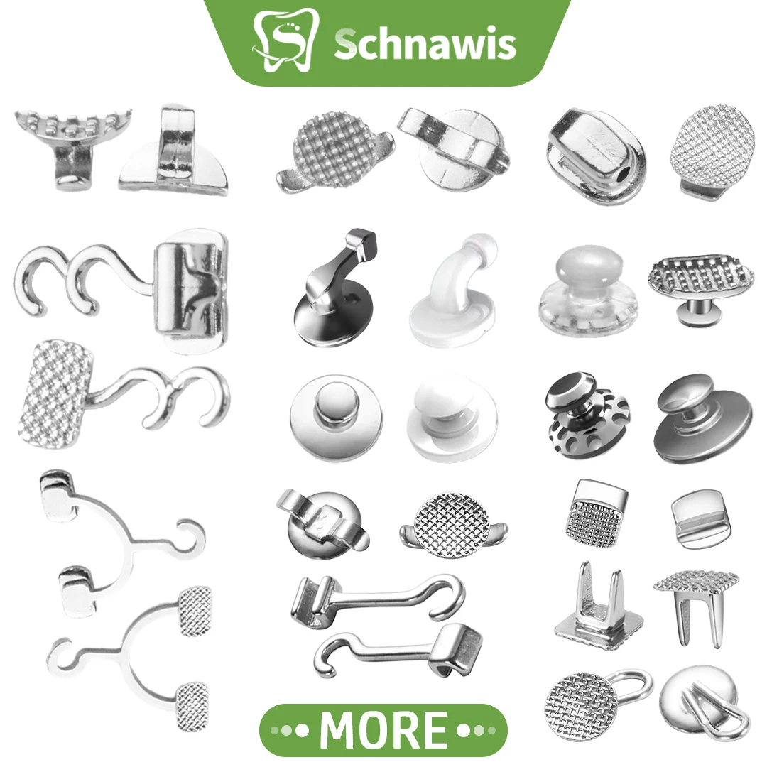 Boutons linguales en céramique Composite orthodontique dentaire, avec crochet, œillet à liaison directe, crochet de Traction, accessoires