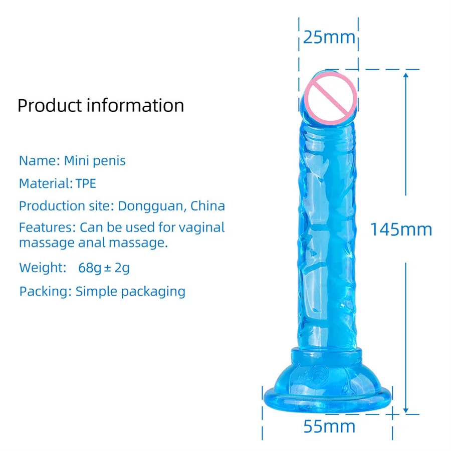 Dildo de cristal realista pequeno com ventosa para mulheres, pênis artificial, estimulação do ponto G, brinquedos sexuais, Sex Shop, TPE