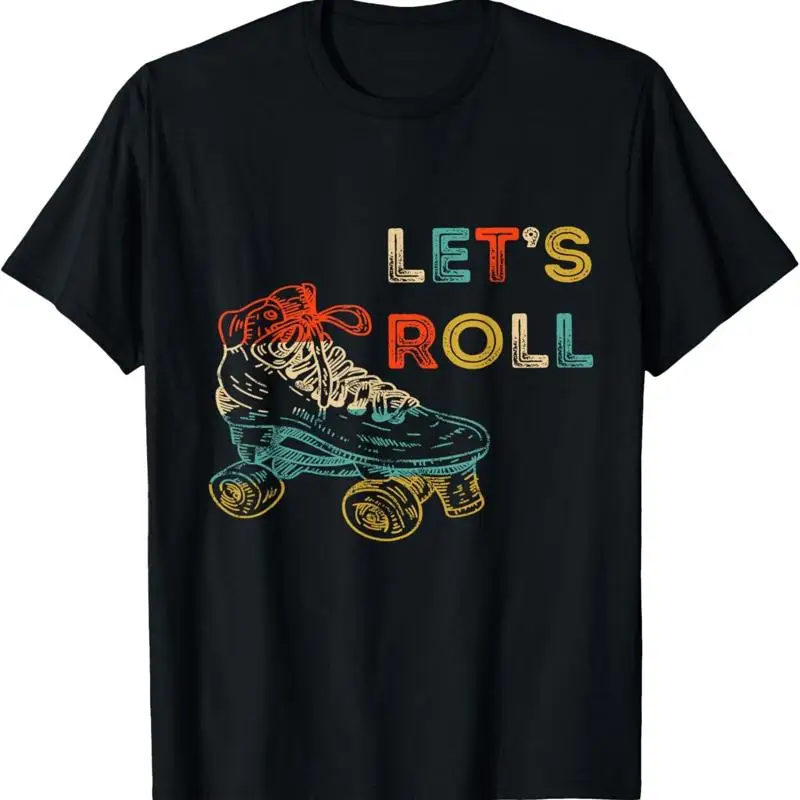 Retro Let_s Roll Roller Skating Skater Skate Vintage 70s 80s T Shirt