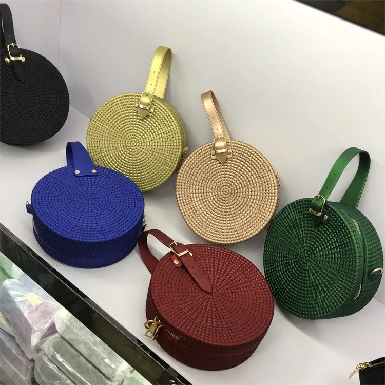 Round Jelly fashion Bag 2024 new famous style braided frosted pvc single shoulder handbag shopping bolsas para mujeres handbags