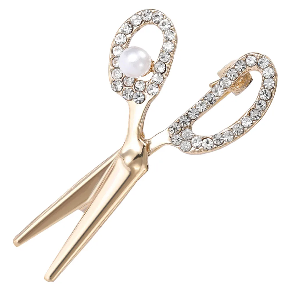

Rhinestone Brooch Pin Simple Alloy Lapel Pins Fashion Jewelry Scissor Design Corsage Party Accessories Gift Choice Chest Pin
