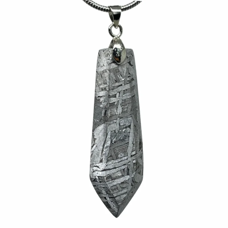 Natural Muonionalusta Meteorite Spear Pendant Hand Polished Widmanstatten Pattern Obelisk Pendant For Collection And Gift LK563