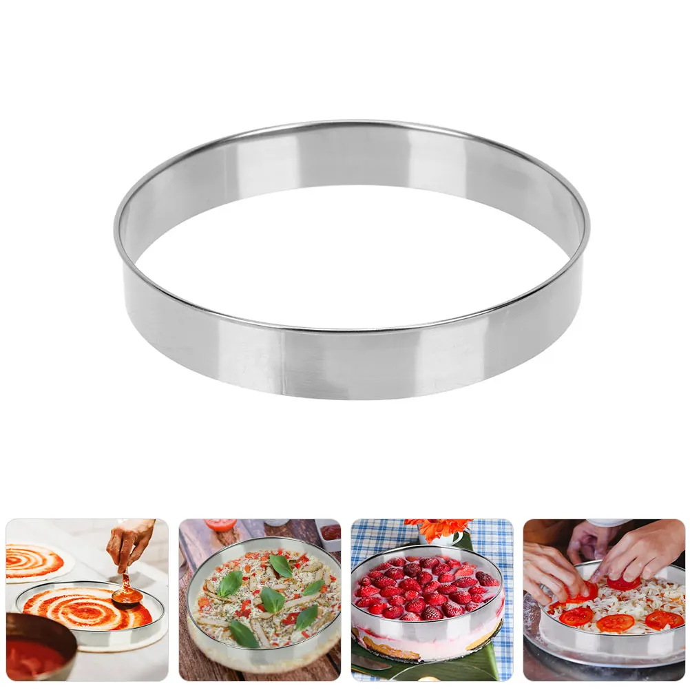 

2pcs Stainless Steel Pizza Saucing Rings Baking Muffin Mousse Ring Molds Kitchen Tools for Even Toppings for Baking