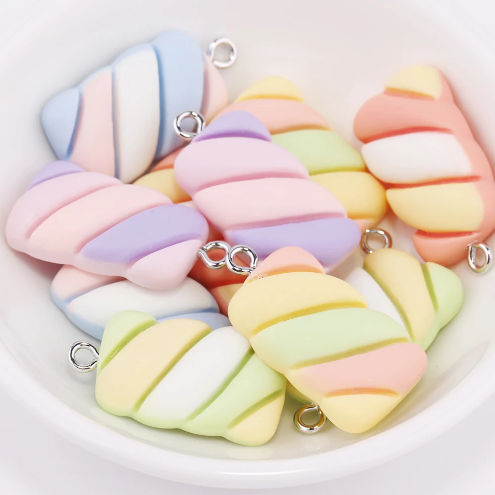 10pcs Kawaii Marshmallow Cotton Candy Food Resin Charms Pendents for Earrings Bracelet Keychain Jewelry Making DIY Accessories