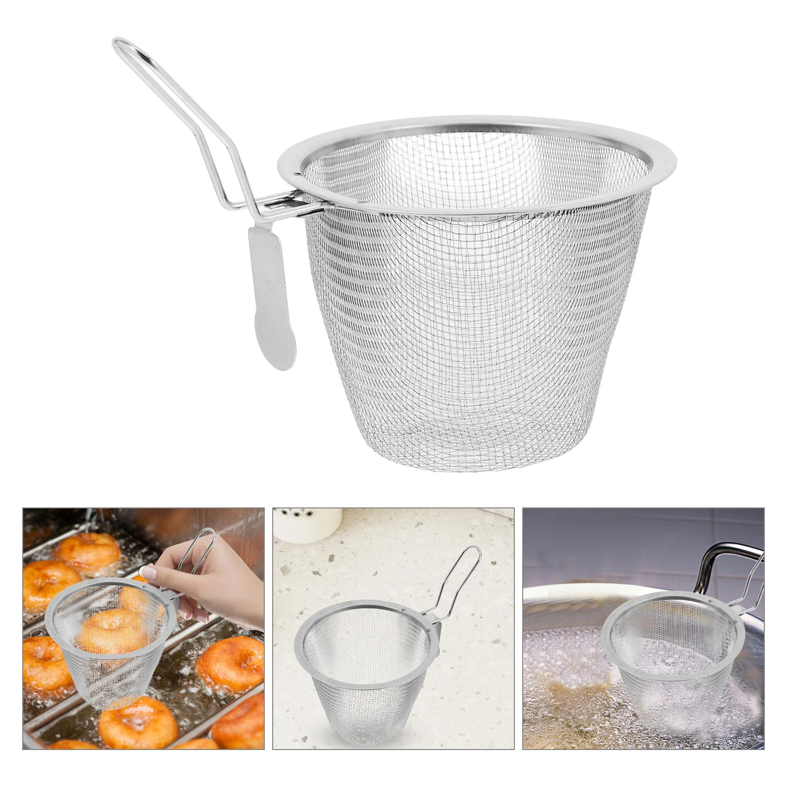 

Stainless Steel Mesh Strainer Basket Noodles Cooking Colander Frying Hotpot Rinsing Kitchen Tool Noodles Skimmer Basket