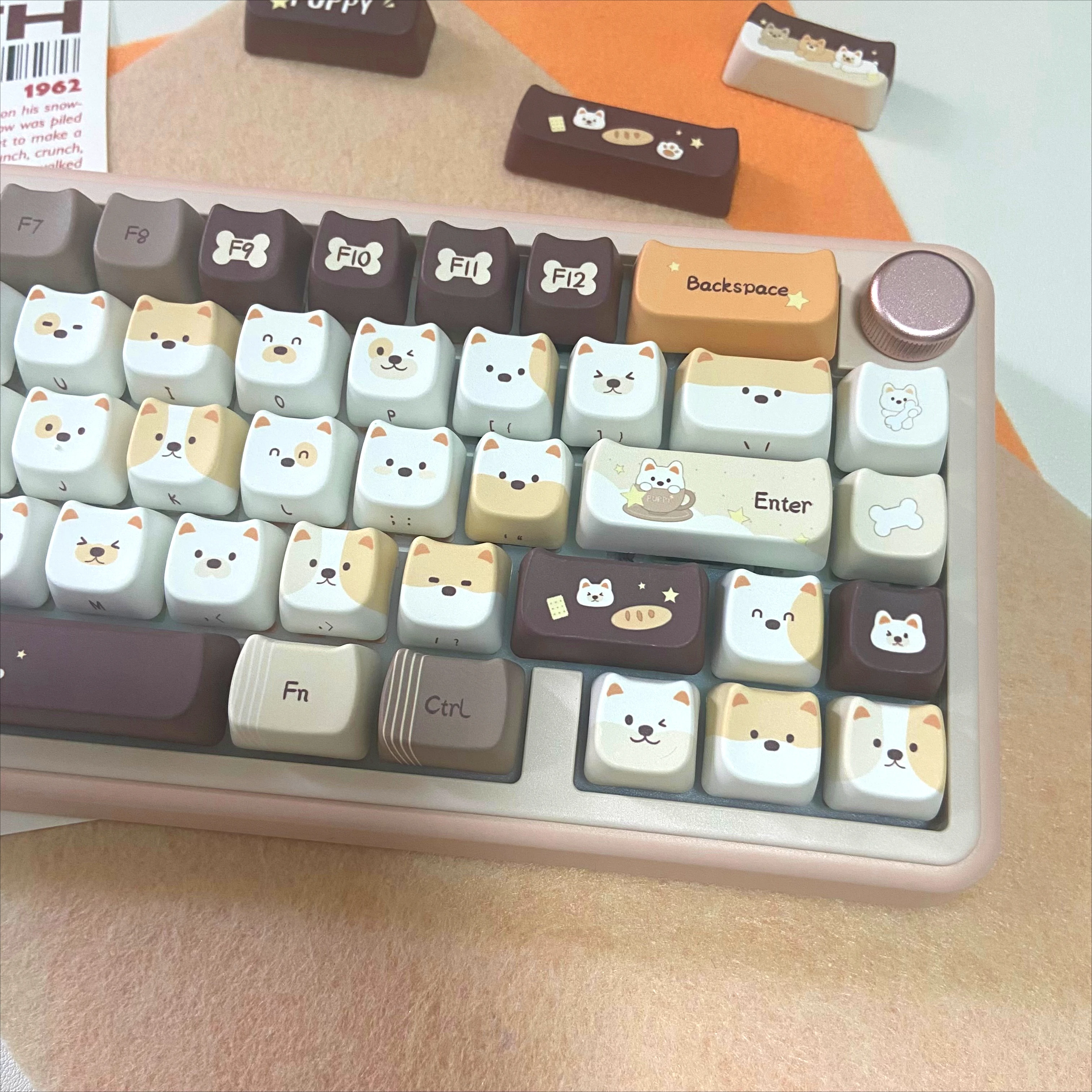 Cute Cat Dog Shape Key Cap Set MAO Profile PBT Custom Keycaps for DIY Mechanical Keyboard 60 70 80 90 108 Layout
